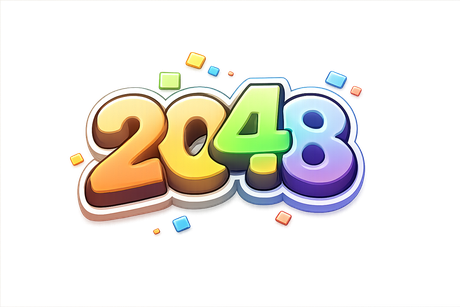Logo 2048 bernuansa merah muda biru